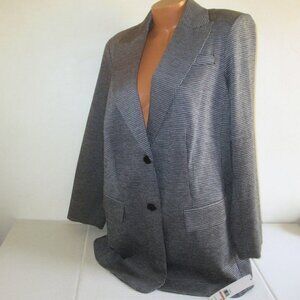 Calvin Klein Women's Houndstooth Peak Lapel Blazer Plus Size 14W Gray $179 nwt